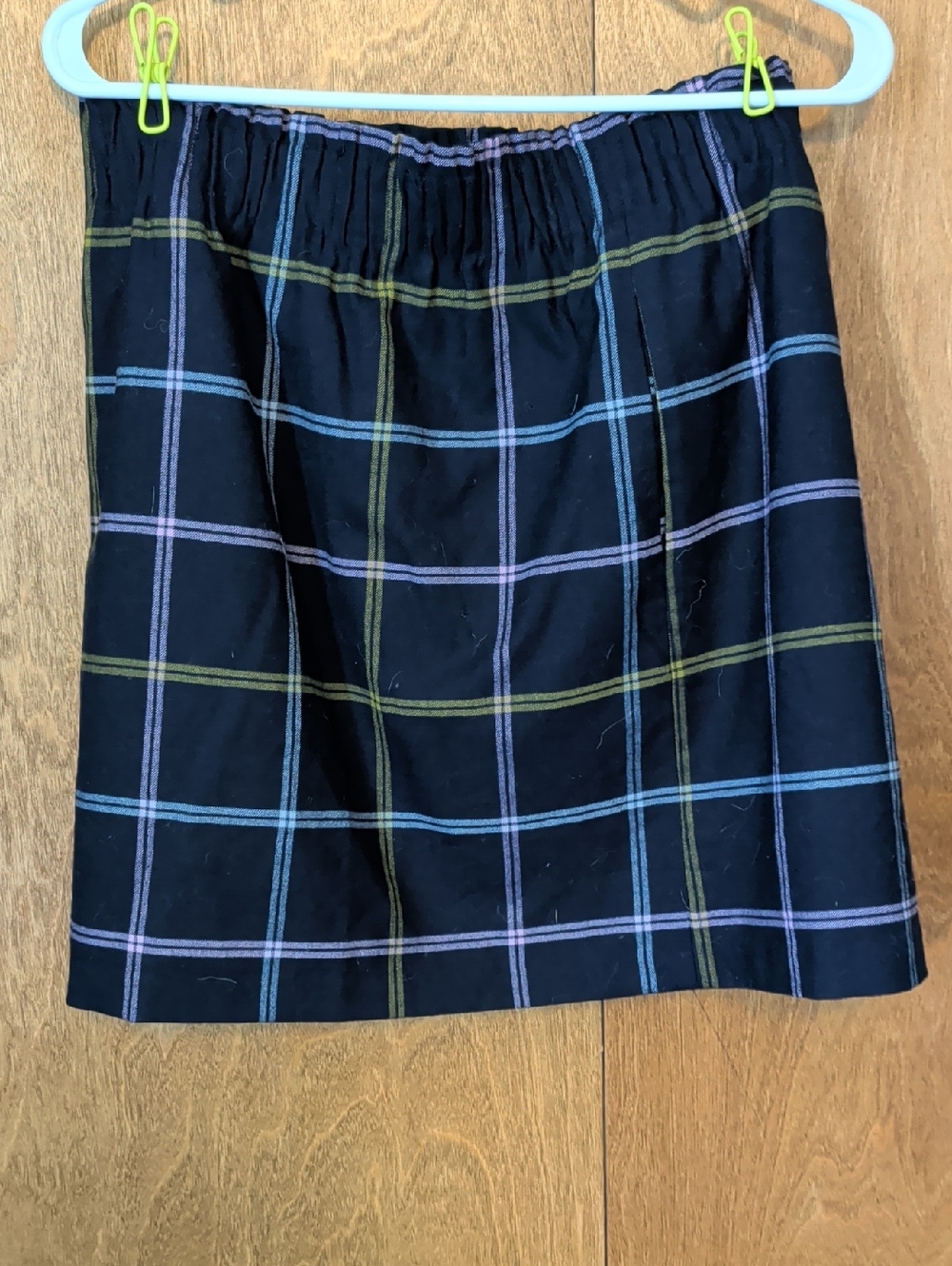 J. Crew Black Plaid Mini Skirt with Blue & Green Windowpane